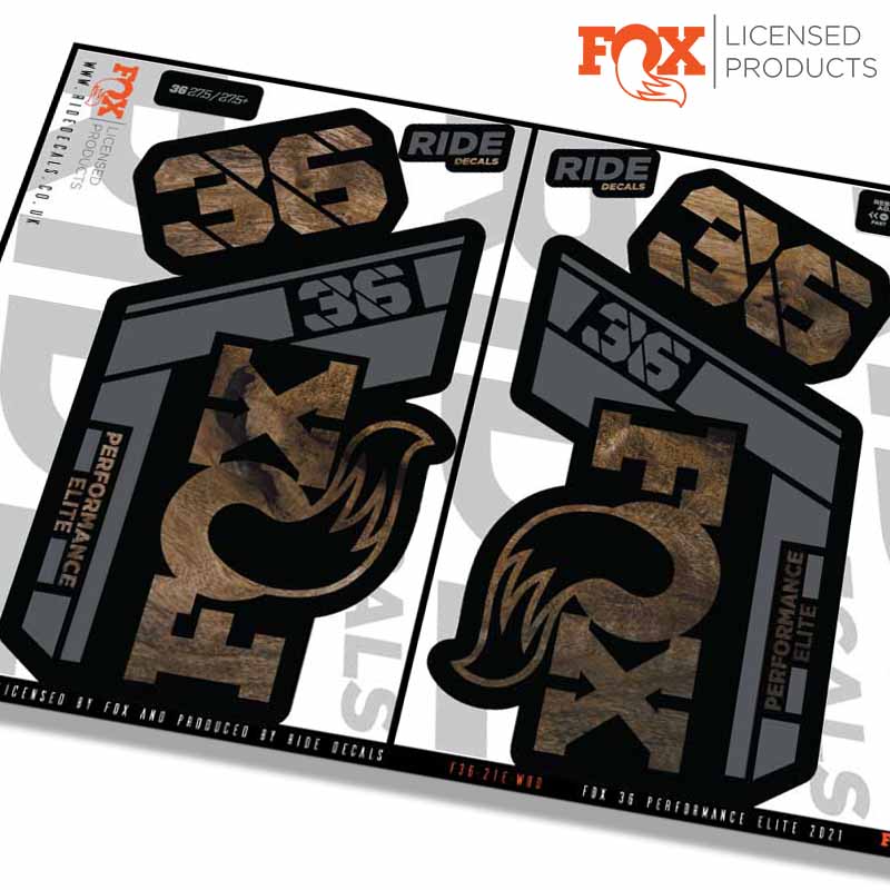 Fox 36 Performance Elite fork decals- Woodgrain- ride decals