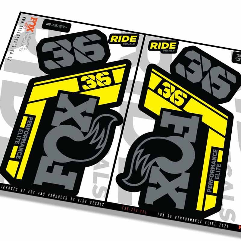 Fox 36 Performance Elite fork decals- Yellow- ride decals