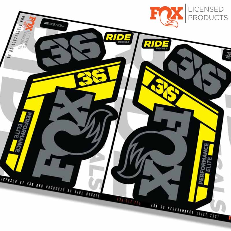 Fox 36 Performance Elite fork decals- Yellow- ride decals