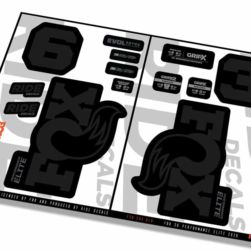 Fox 36 Performance Elite 2026 Fork Decals - Black - Licensed by Fox