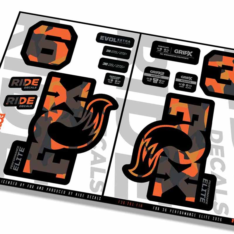 Fox 36 Performance Elite Fork Decals- Fire Camo- ride decals