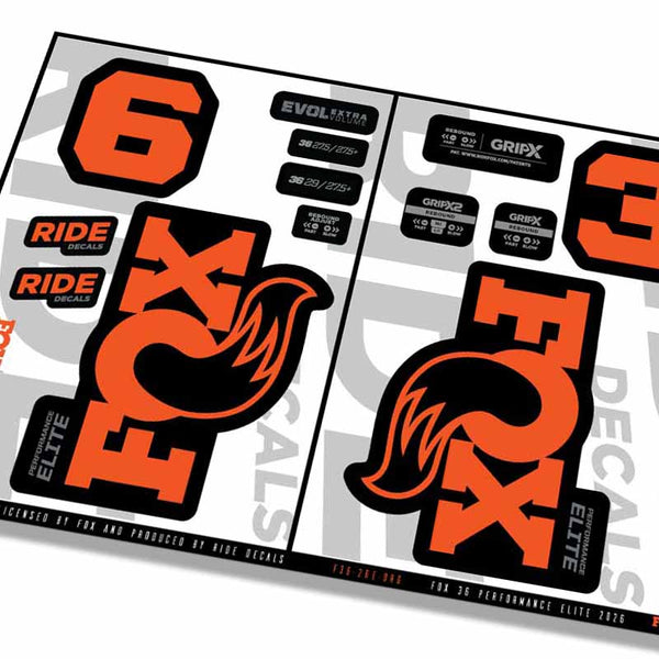 Fox 36 Performance Elite Fork Decals Orange - Ride Decals /Licensed by Fox