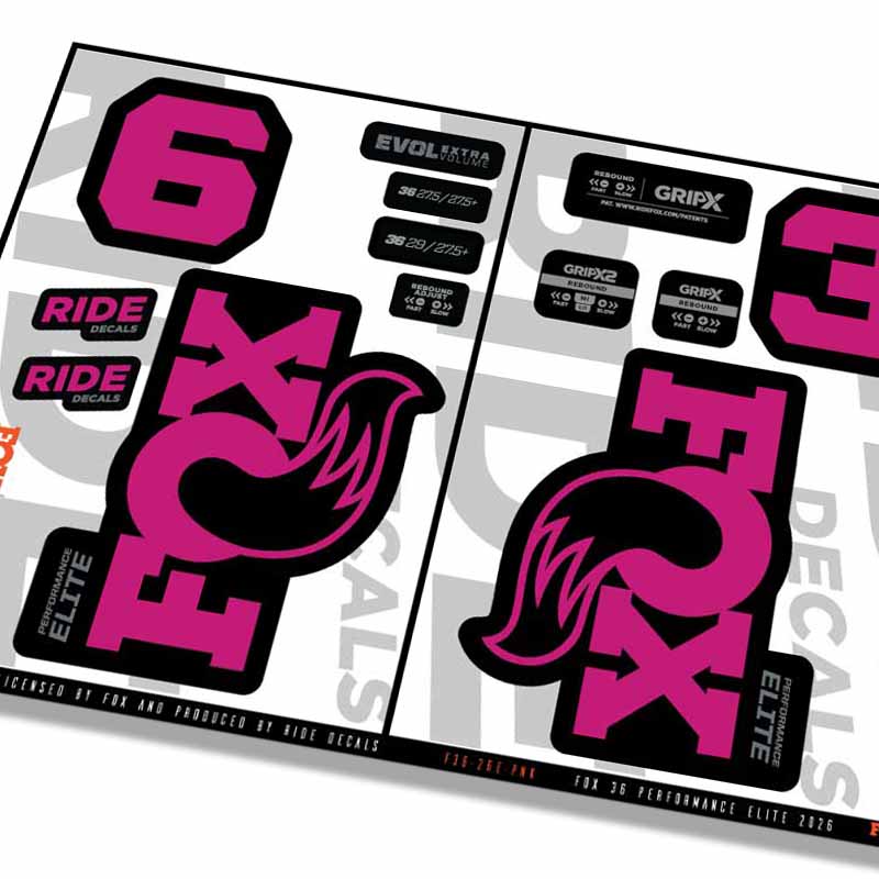 Fox 36 Performance Elite Fork Decals- Pink- ride decals