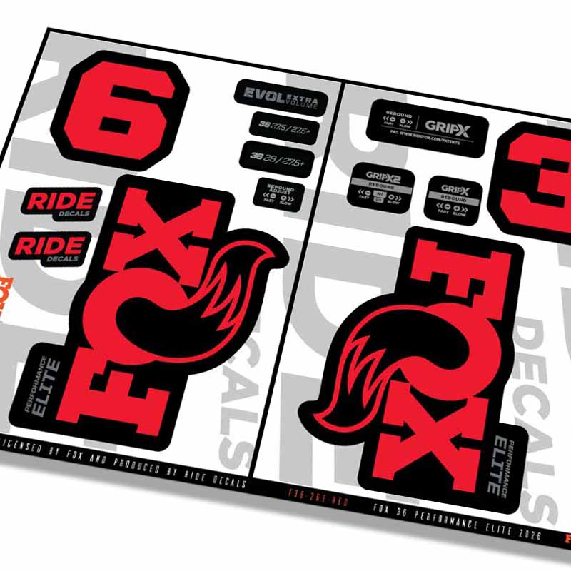Fox 36 Performance Elite Fork Decals- Red- ride decals