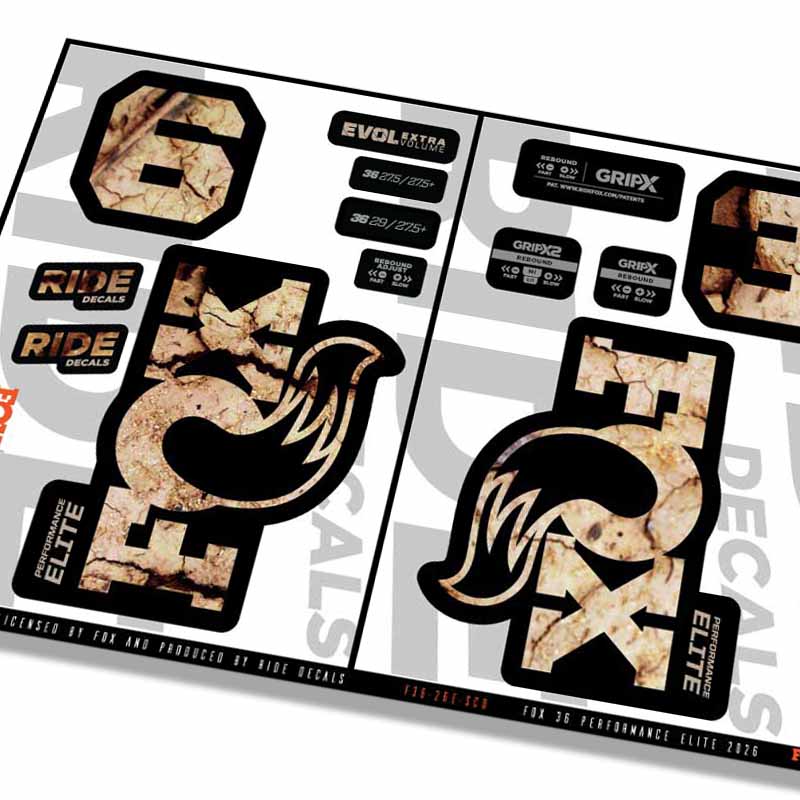 Fox 36 Performance Elite Fork Decals- Scorched Earth- ride decals