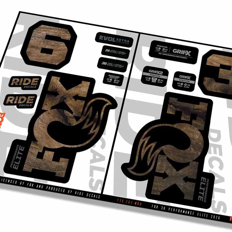 Fox 36 Performance Elite Fork Decals- Woodgrain- ride decals