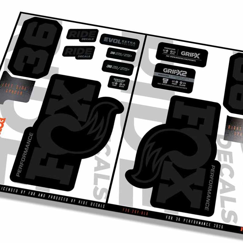 Fox 36 Performance Fork Decals- Black- ride decals