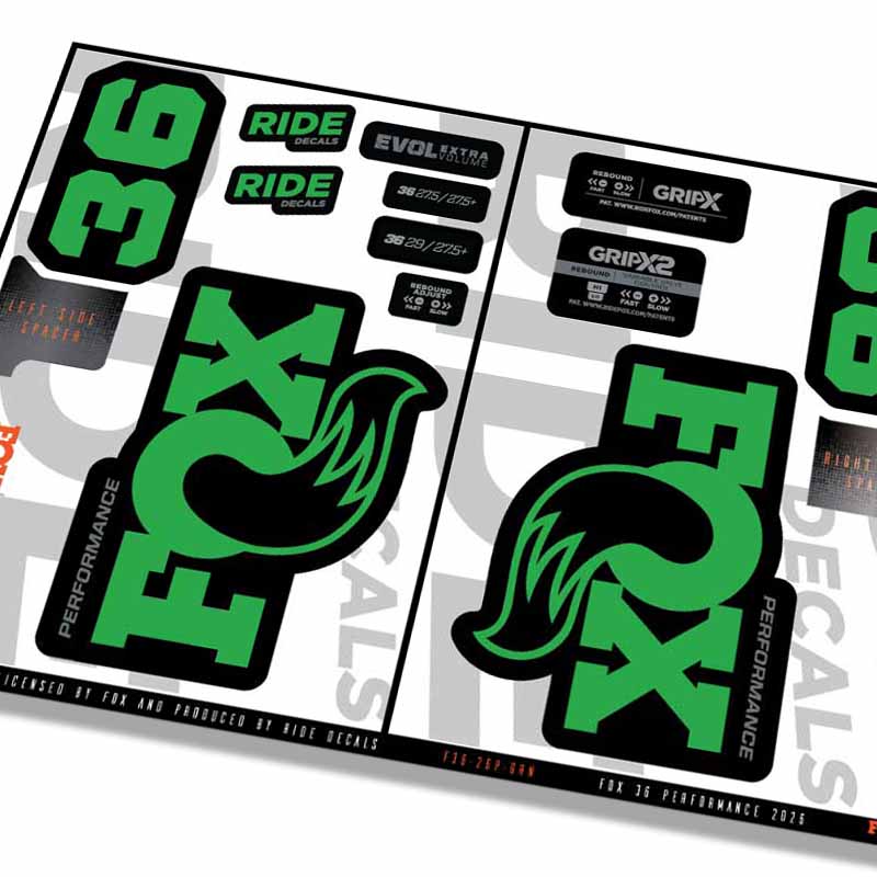 Fox 36 Performance Fork Decals- Green- ride decals
