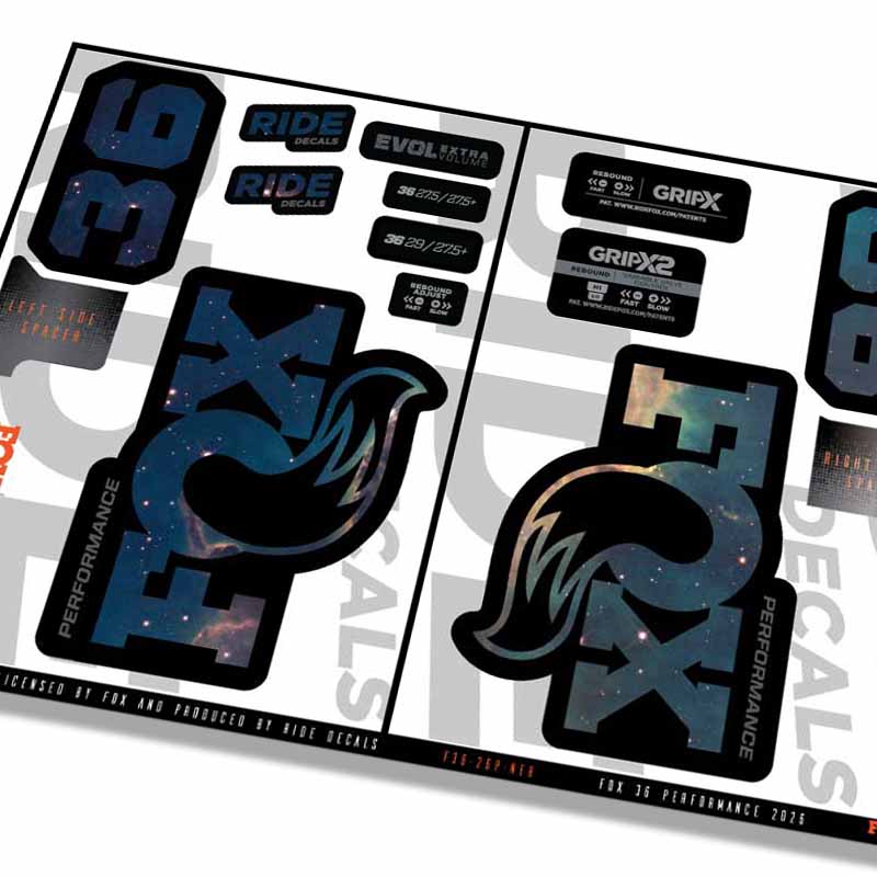Trackcore Stickers Fox 36 Performance Fork Decals Nebula - Ride Decals /Licensed by Fox