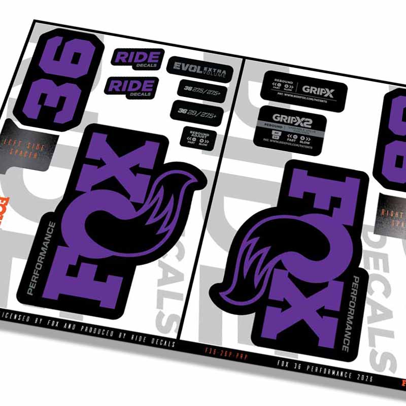Fox 36 Performance Fork Decals- Purple- ride decals