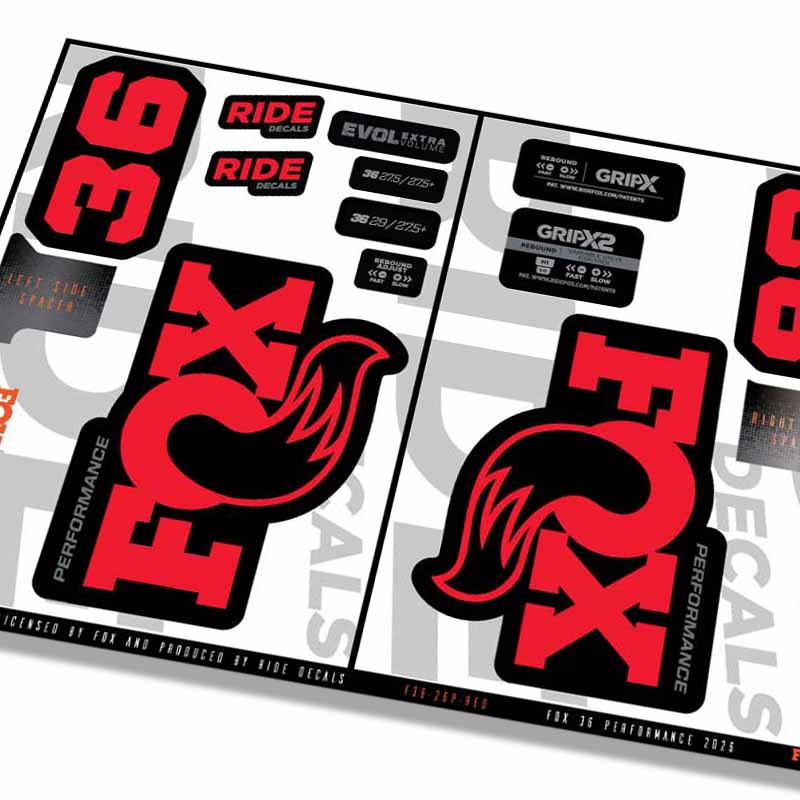 Fox 36 Performance Fork Decals- Red- ride decals