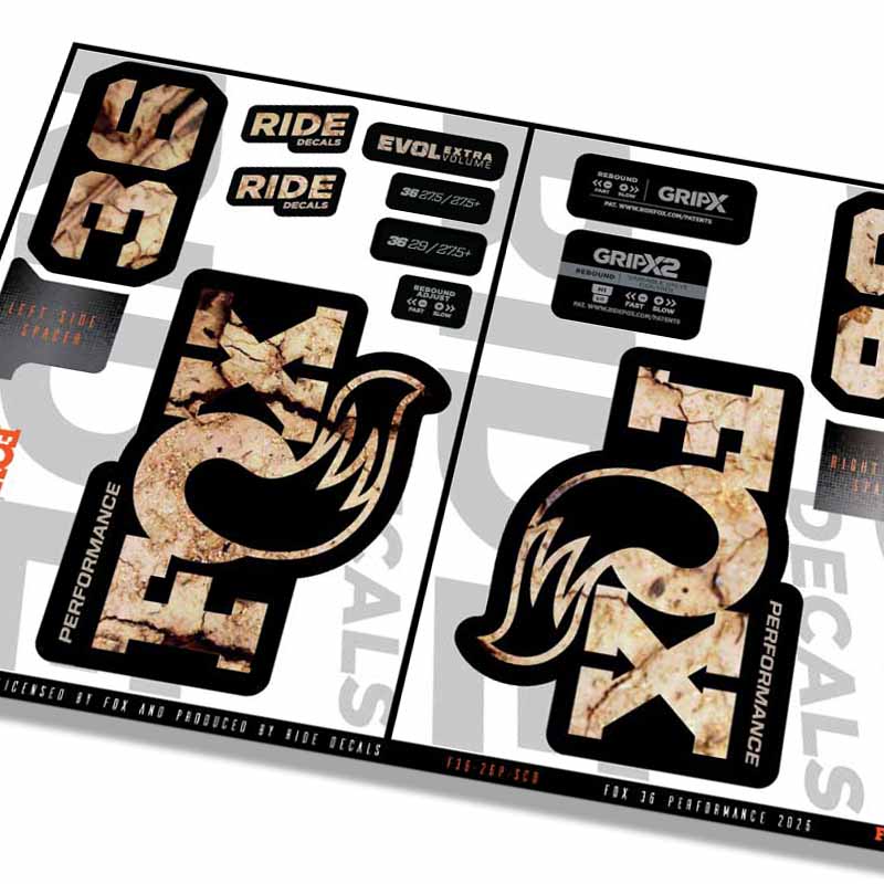 Fox 36 Performance Fork Decals- Scorched Earth- ride decals