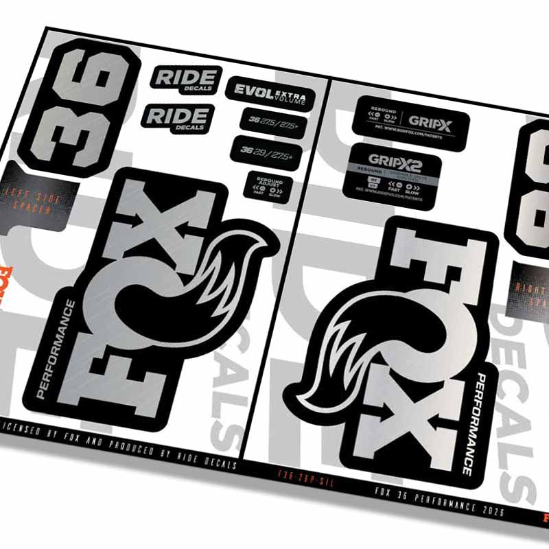 Fox 36 Performance Fork Decals- Silver- ride decals
