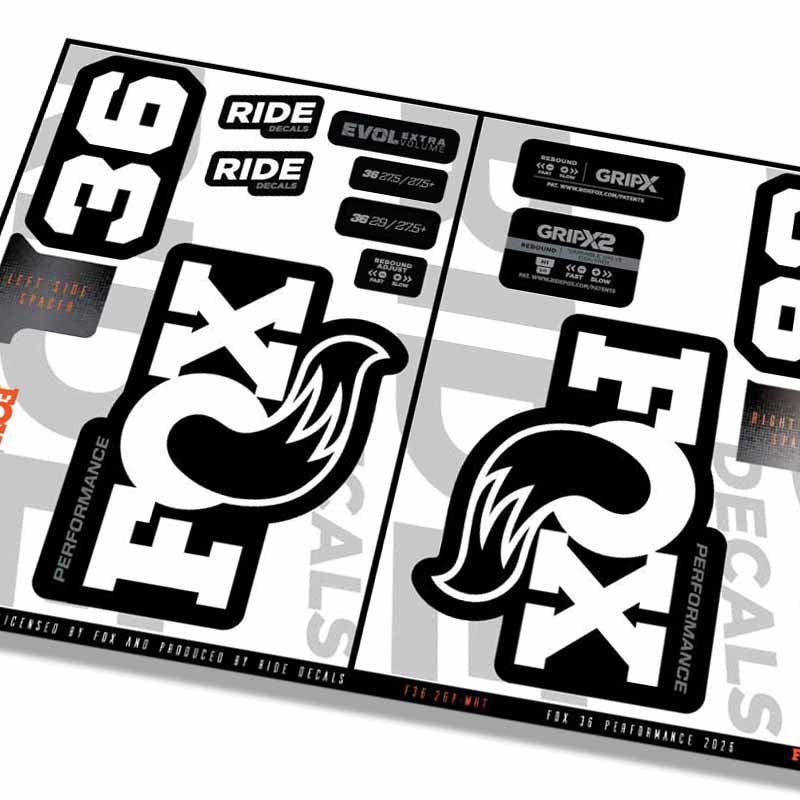 Fox 36 Performance Fork Decals- White- ride decals