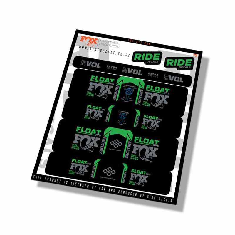 Fox  DPS Factory Shock Decals- Green- ride decals