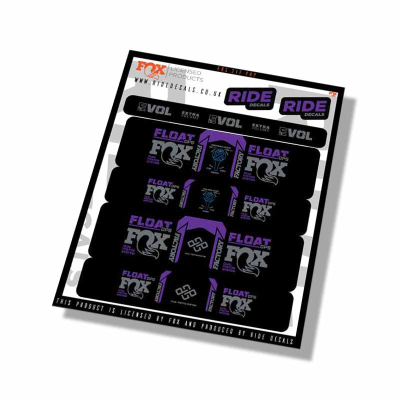 Fox  DPS Factory Shock Decals- Purple- ride decals