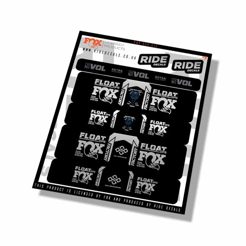 Fox  DPS Factory Shock Decals- Silver- ride decals