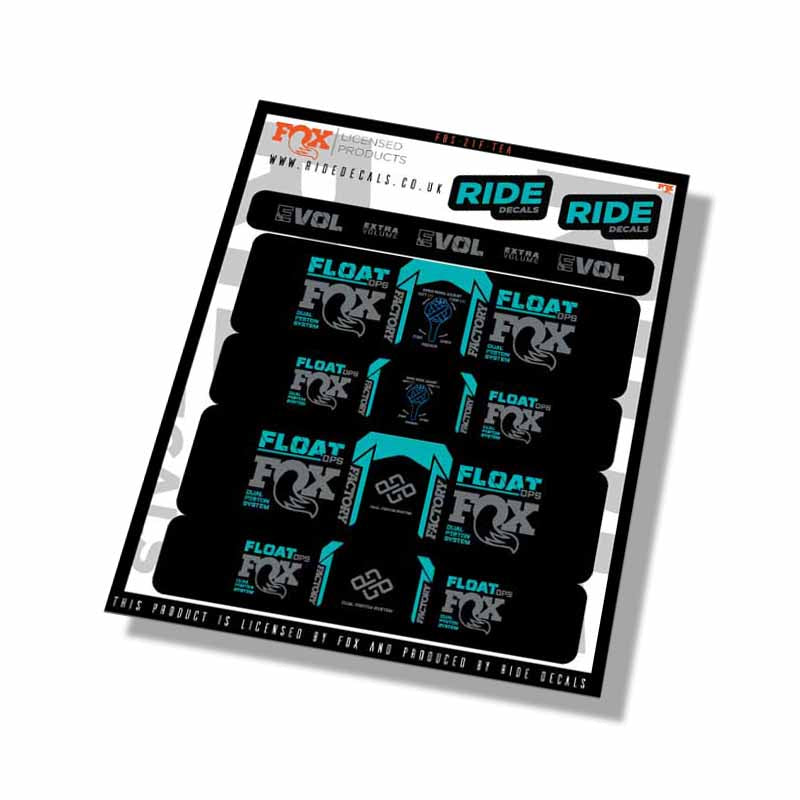 Fox  DPS Factory Shock Decals- Teal- ride decals