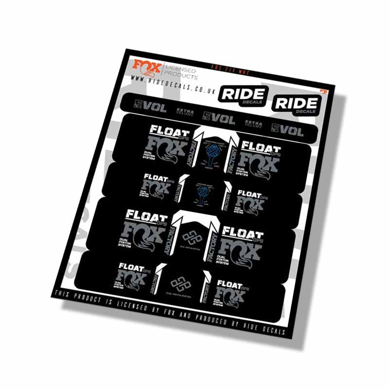 Fox  DPS Factory Shock Decals- White- ride decals