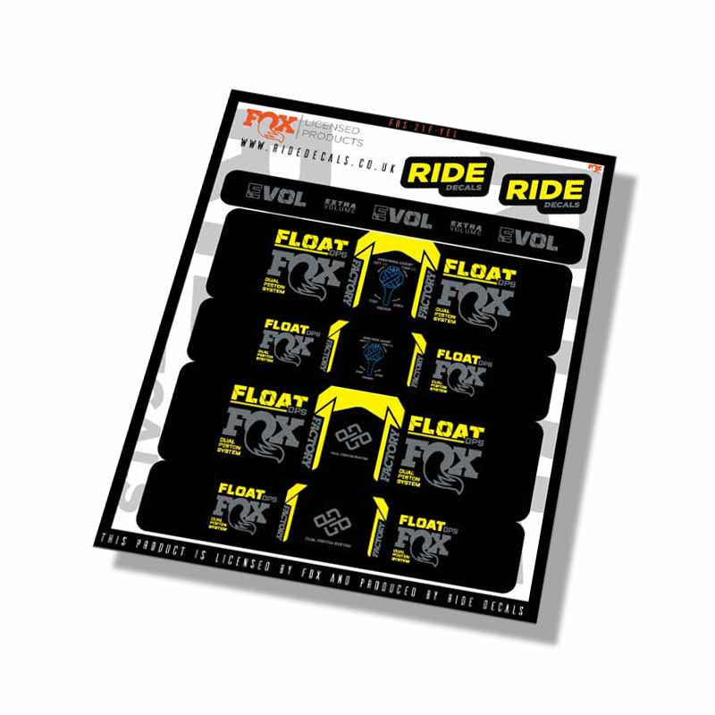 Fox  DPS Factory Shock Decals- Yellow- ride decals