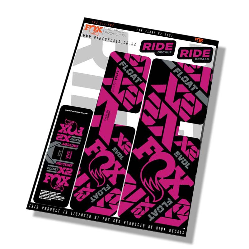 Fox Float-X2 Factory 2021 shock Decals - Pink - Licensed by Fox