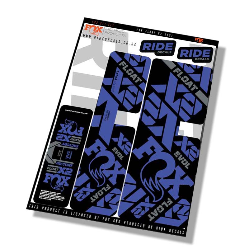 Fox Float-X2 Factory 2021 shock Decals - Slate Blue- Licensed by Fox