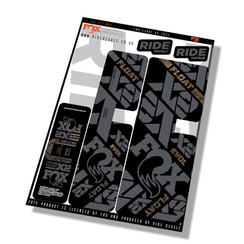 Fox Float-X2 Factory 2021 shock Decals - Woodgrain- Licensed by Fox