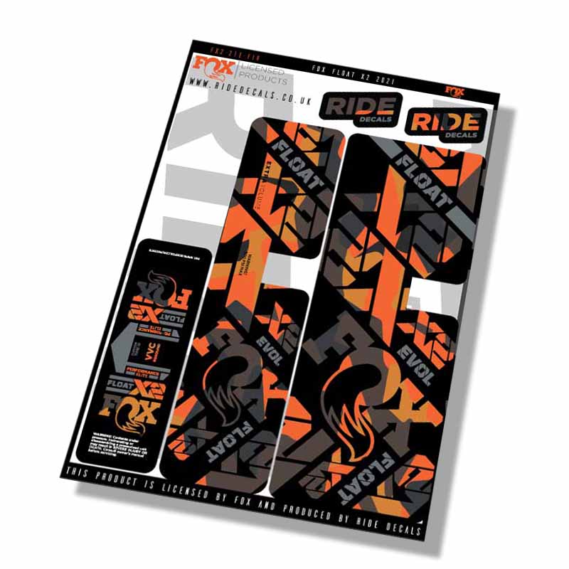 Fox Float-X2 Performance Elite Shock Details- Fire Camo- ride decals