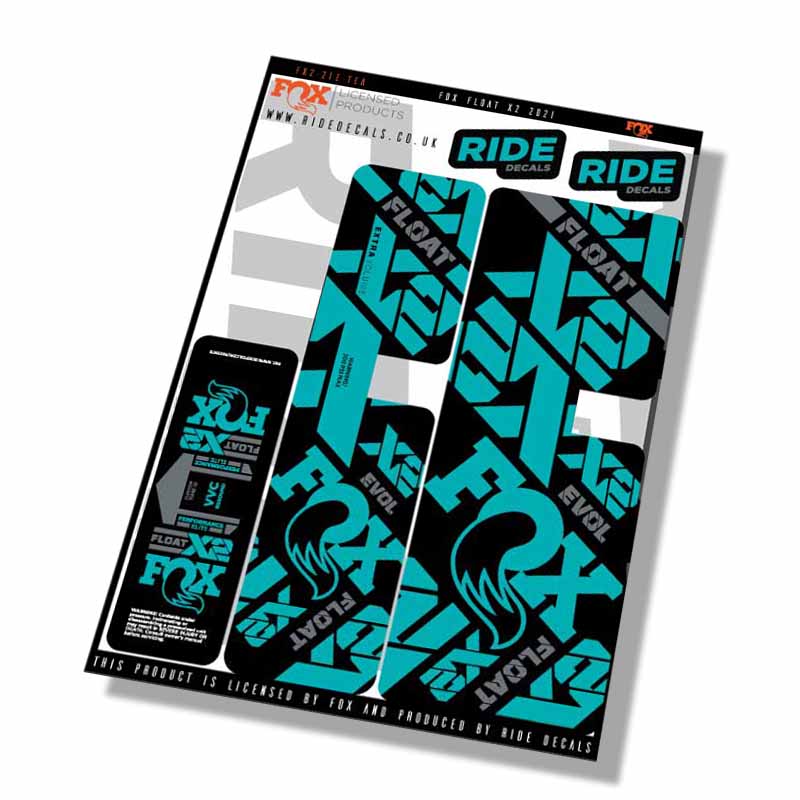 Fox Float-X2 Performance Elite Shock Details- Teal- ride decals