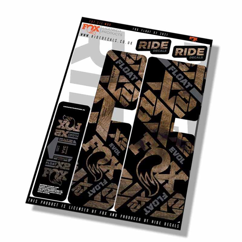 Fox Float-X2 Performance Elite Shock Details- Woodgrain- ride decals