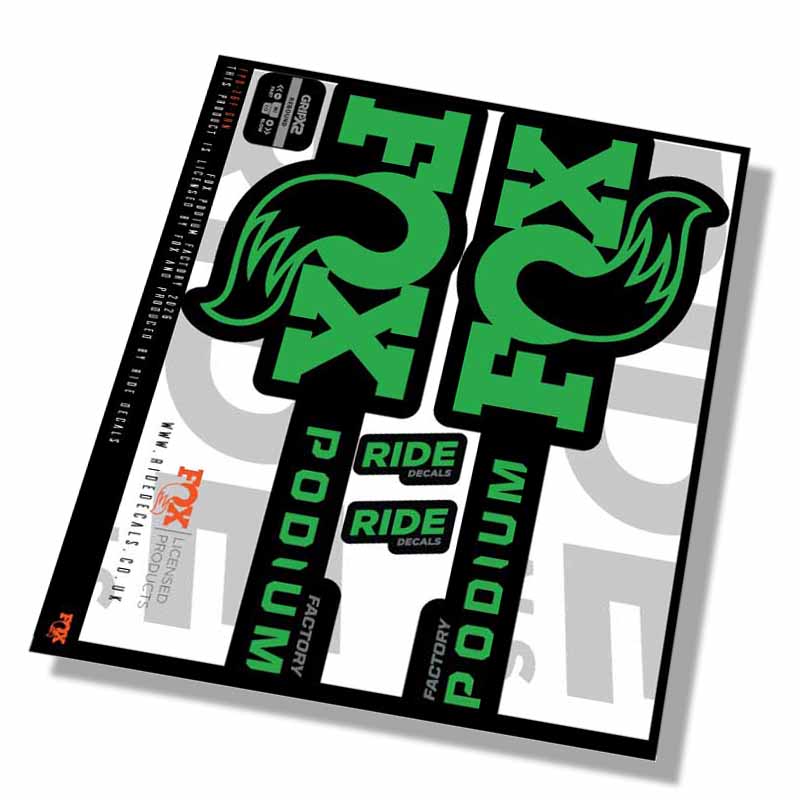 Fox Podium Factory Fork Decals- Green- ride decals