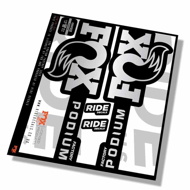 Fox Podium Factory Fork Decals- Silver- ride decals