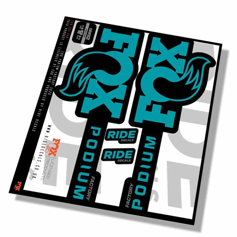 Fox Podium Factory Fork Decals- Turq- ride decals