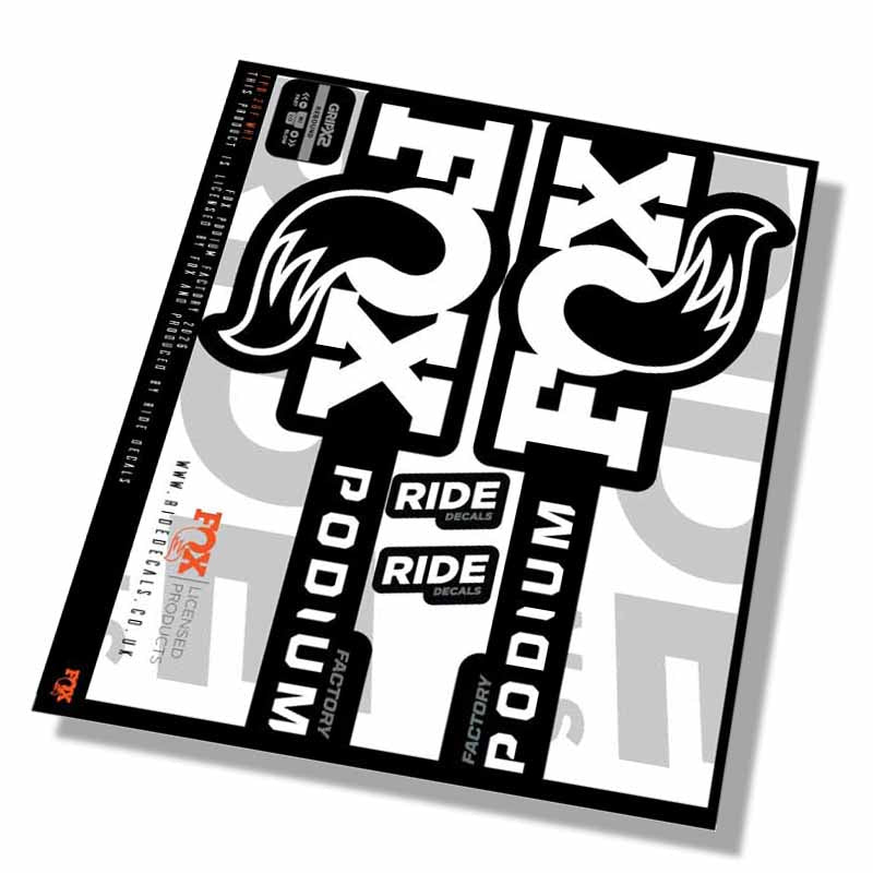 Fox Podium Factory Fork Decals- White- ride decals