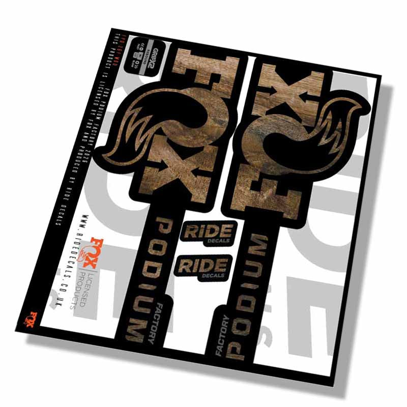 Fox Podium Factory Fork Decals- Woodgrain- ride decals