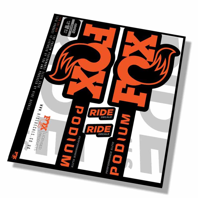 Fox Podium Performance Elite Fork Decals- Orange- ride decals