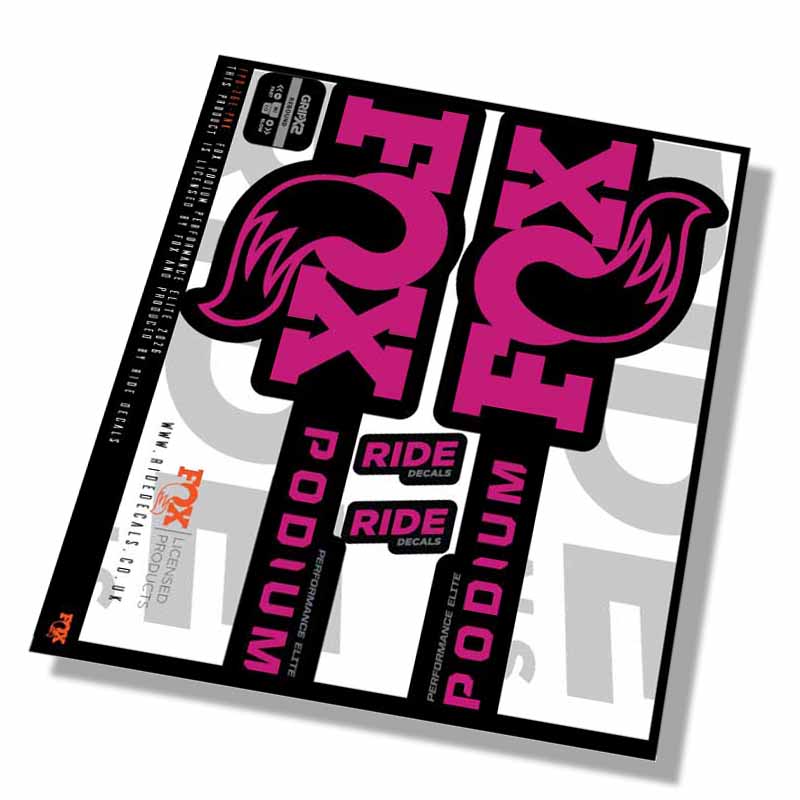 Fox Podium Performance Elite Fork Decals- Pink- ride decals