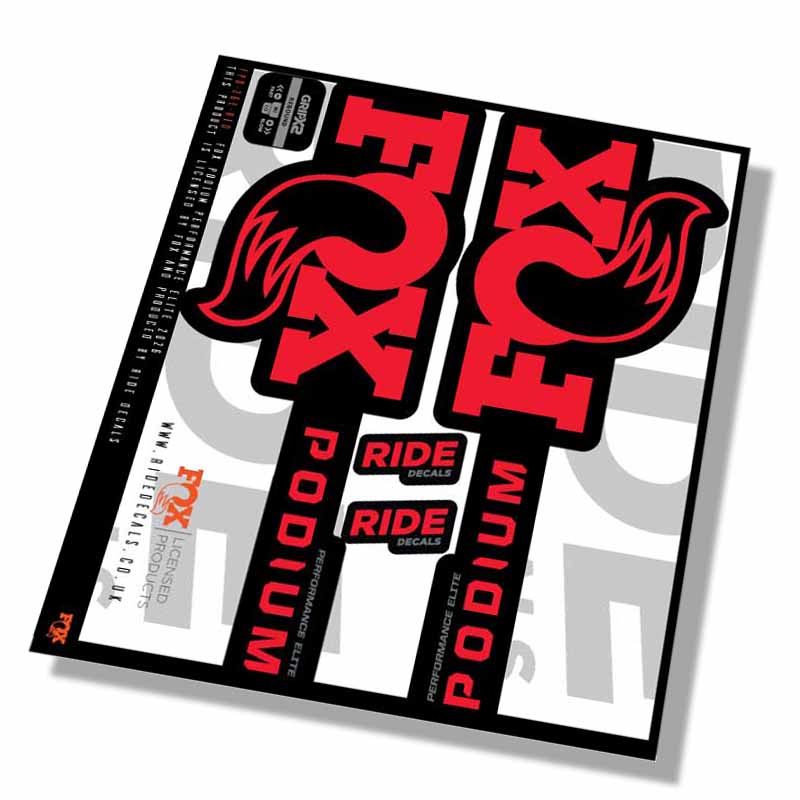 Fox Podium Performance Elite Fork Decals- Red- ride decals