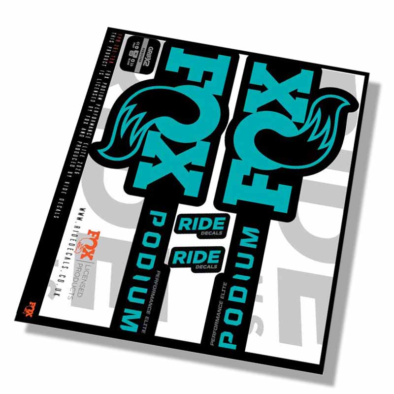 Fox Podium Performance Elite Fork Decals- Teal- ride decals