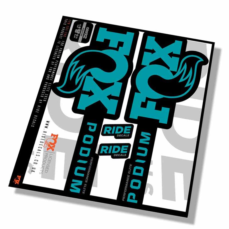 Fox Podium Performance Elite Fork Decals- Turq- ride decals