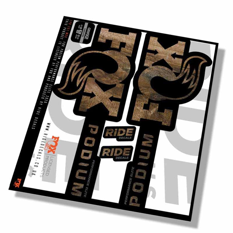 Fox Podium Performance Elite Fork Decals- Woodgrain- ride decals