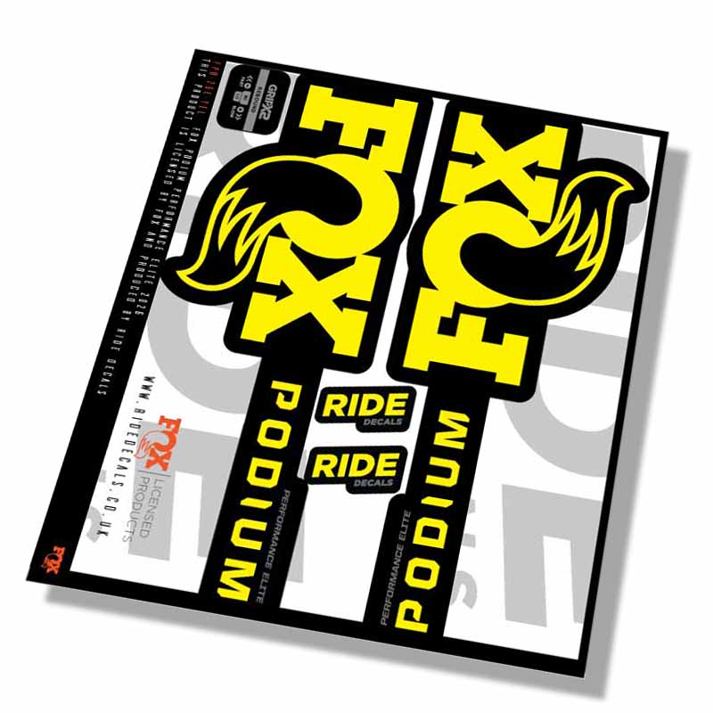 Fox Podium Performance Elite Fork Decals- Yellow- ride decals