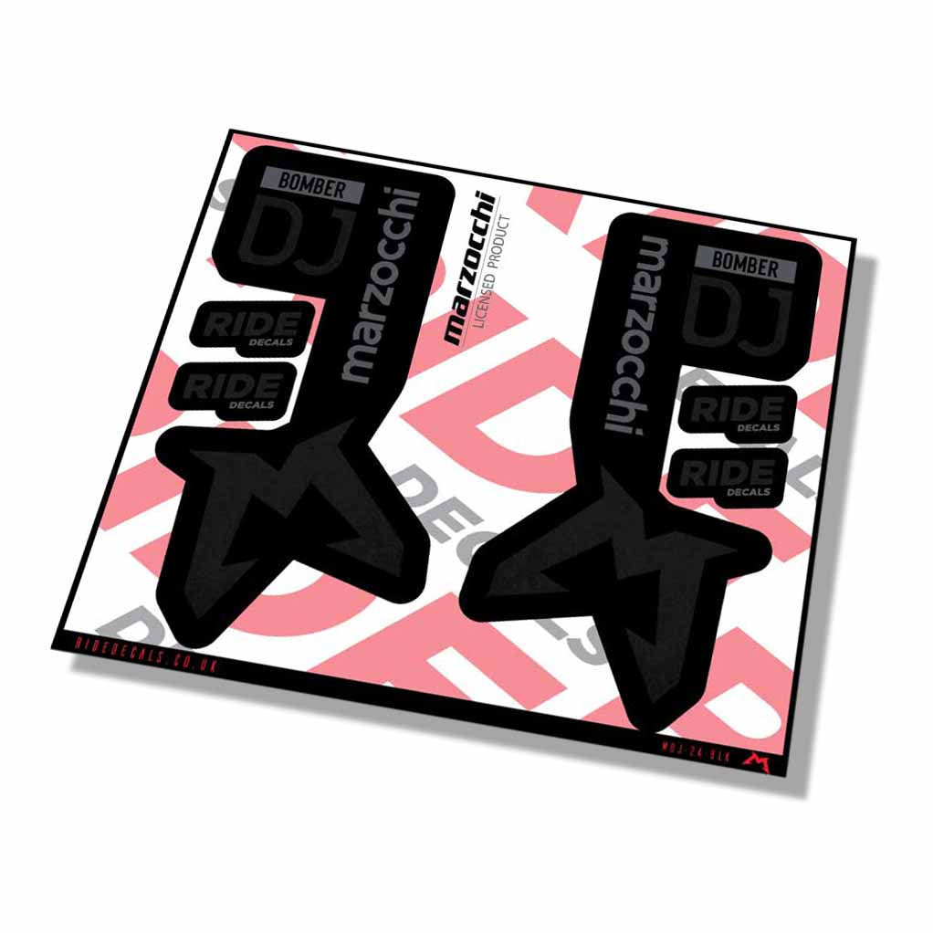 Marzocchi Bomber DJ 2024 Fork Decals - Black - Licensed by Marzocchi