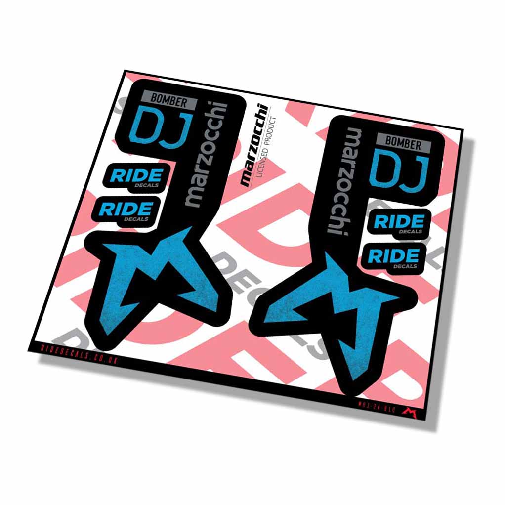 Marzocchi Bomber DJ 2024 Fork Decals - Blue - Licensed by Marzocchi