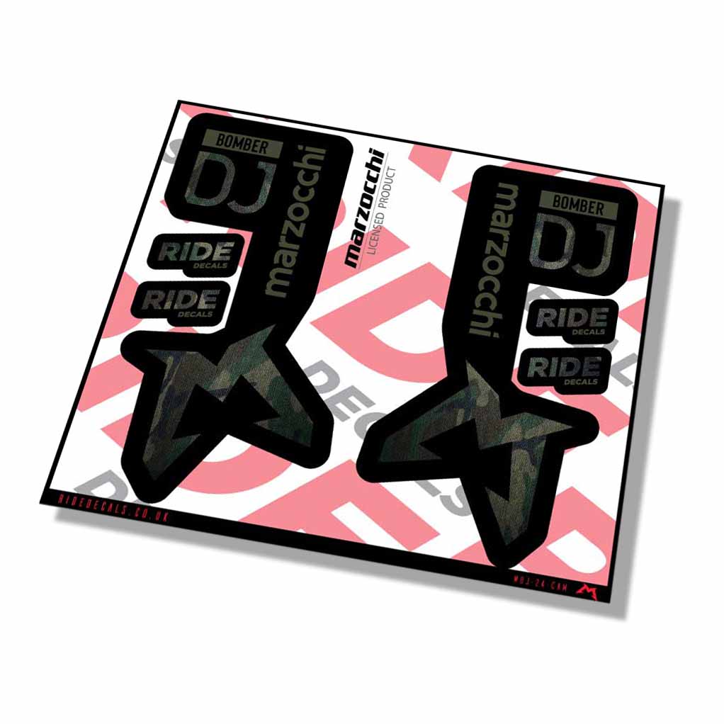 Marzocchi Bomber DJ 2024 Fork Decals - Camo - Licensed by Marzocchi