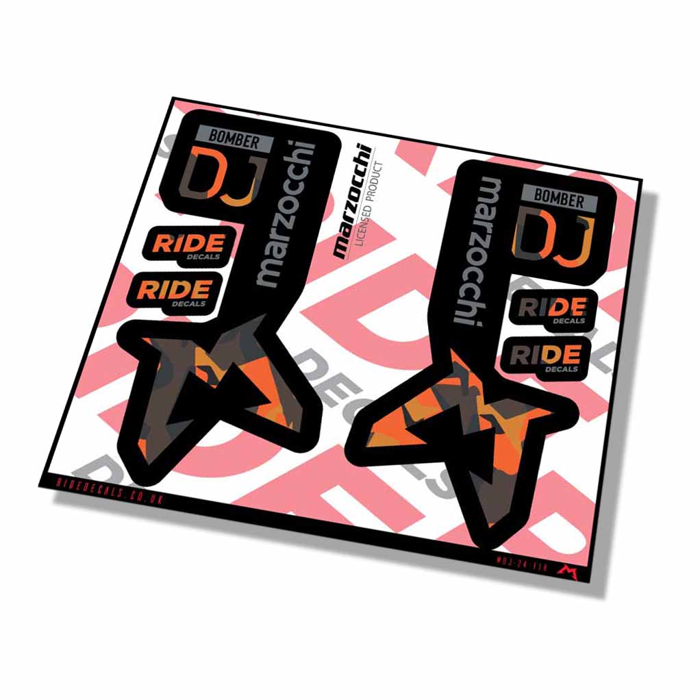 Marzocchi Bomber DJ 2024 Fork Decals - Fire Camo - Licensed by Marzocchi