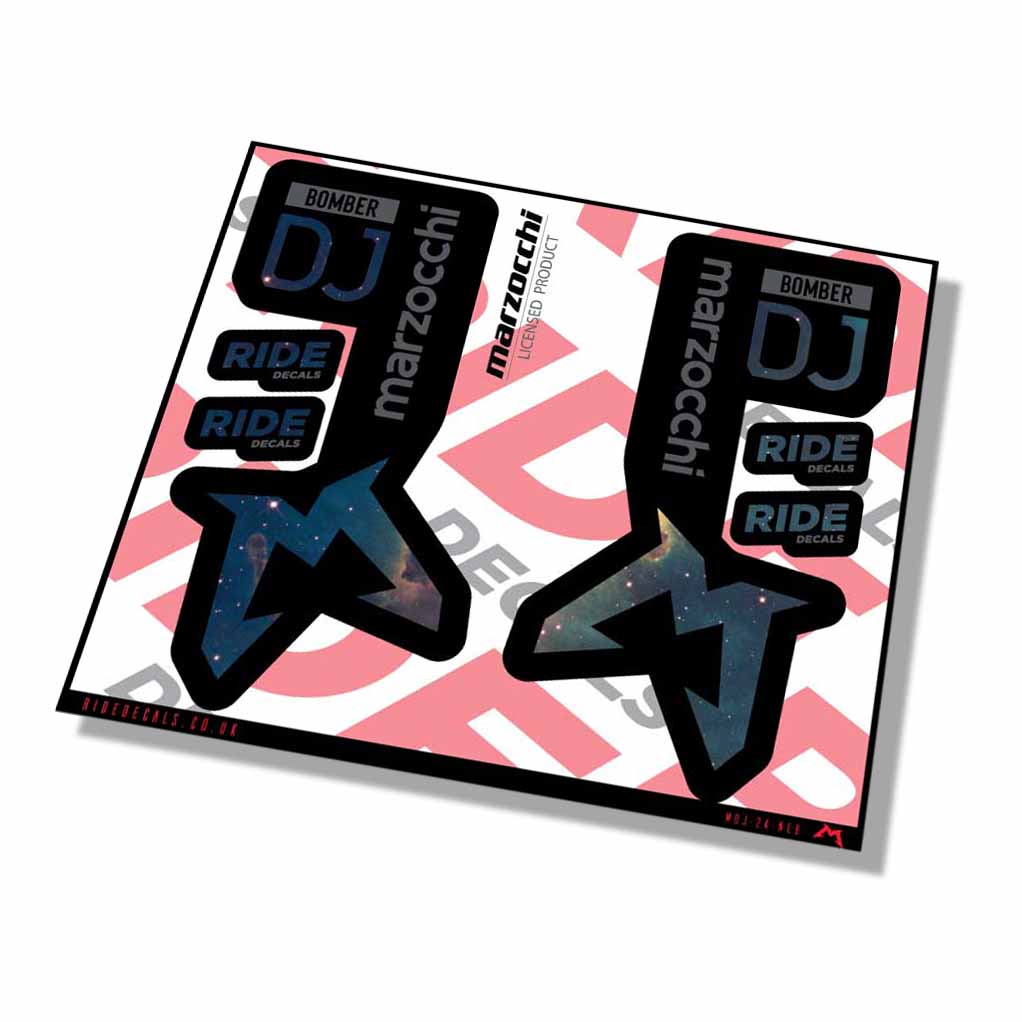 Marzocchi Bomber DJ 2024 Fork Decals - Nebula - Licensed by Marzocchi
