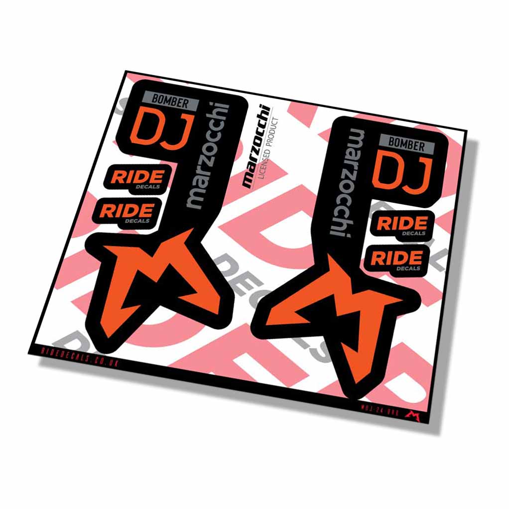 Marzocchi Bomber DJ 2024 Fork Decals - Orange - Licensed by Marzocchi