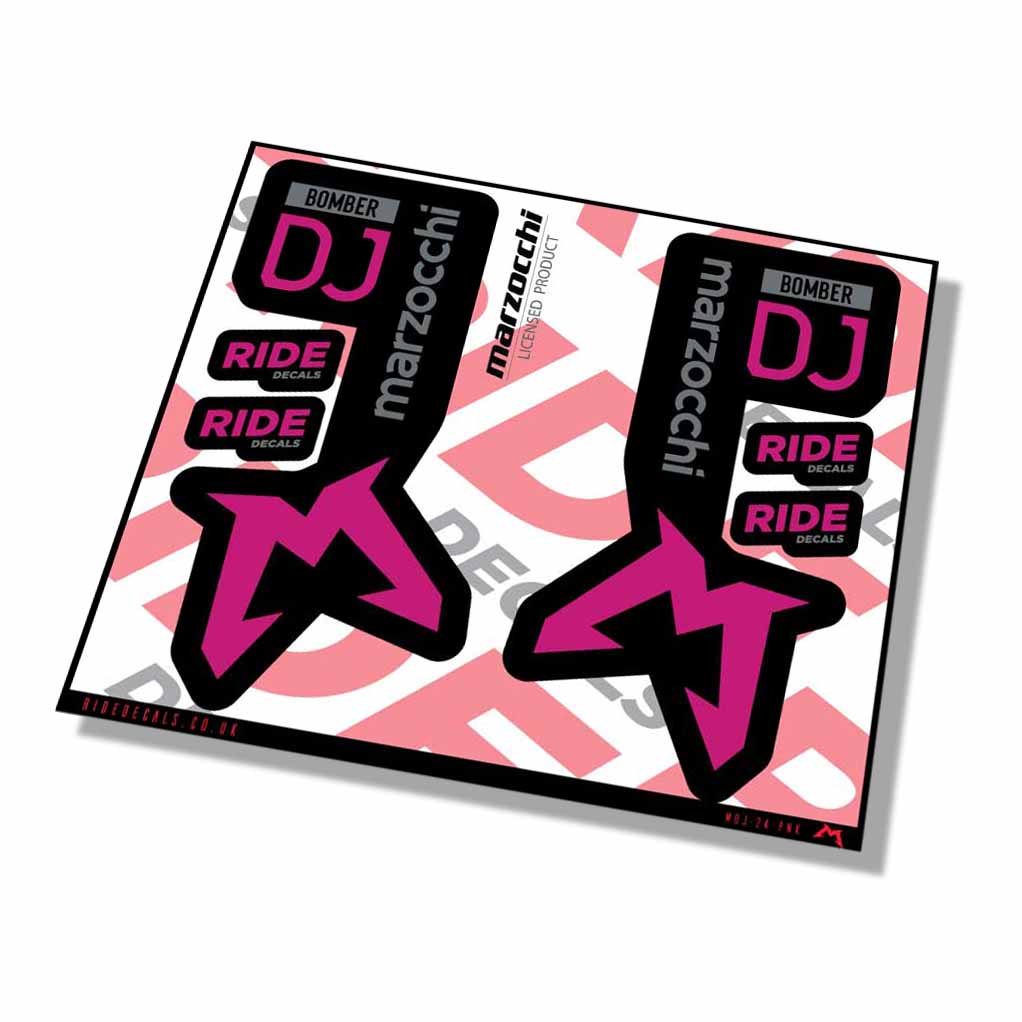 Marzocchi Bomber DJ 2024 Fork Decals - Pink - Licensed by Marzocchi