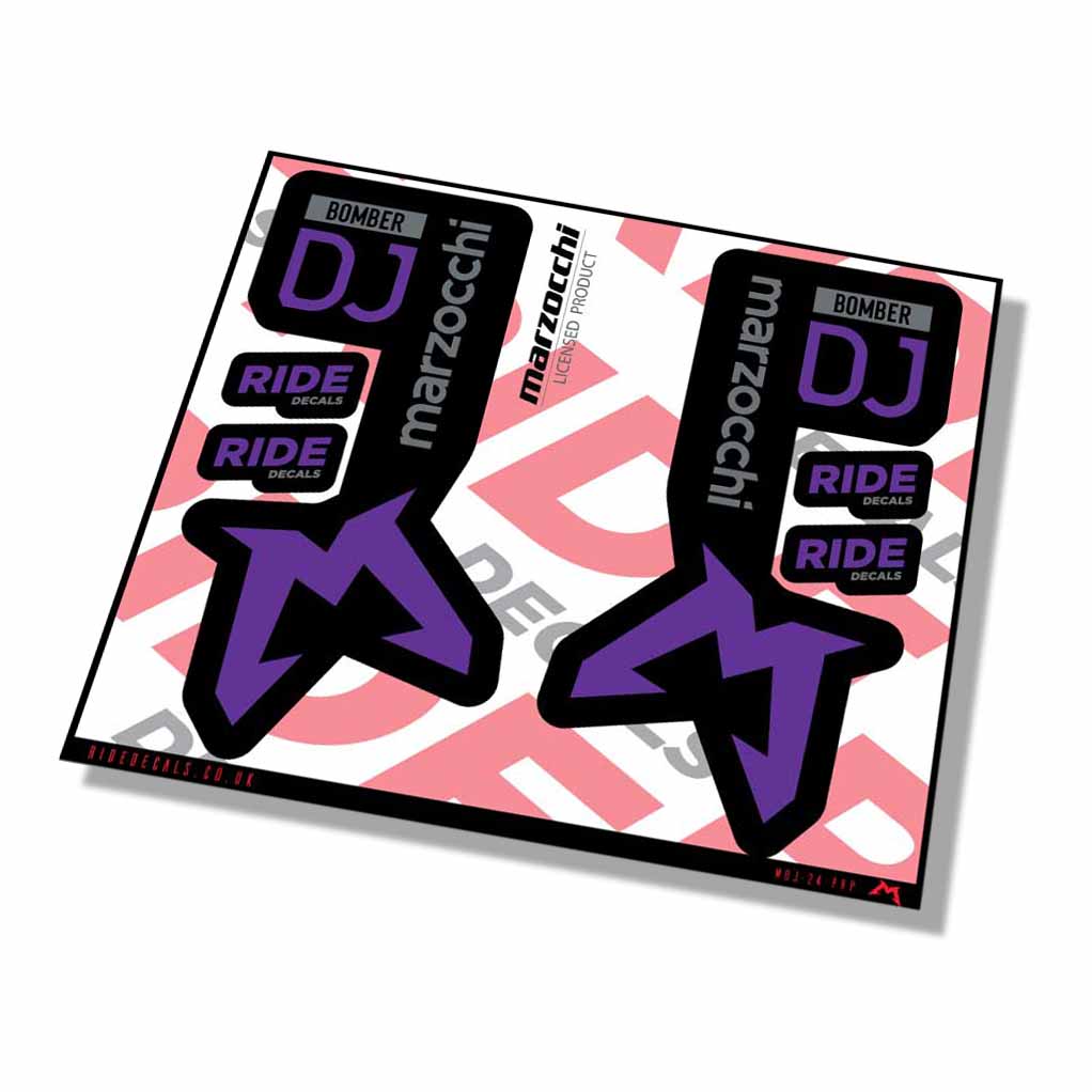 Marzocchi Bomber DJ 2024 Fork Decals - Purple - Licensed by Marzocchi